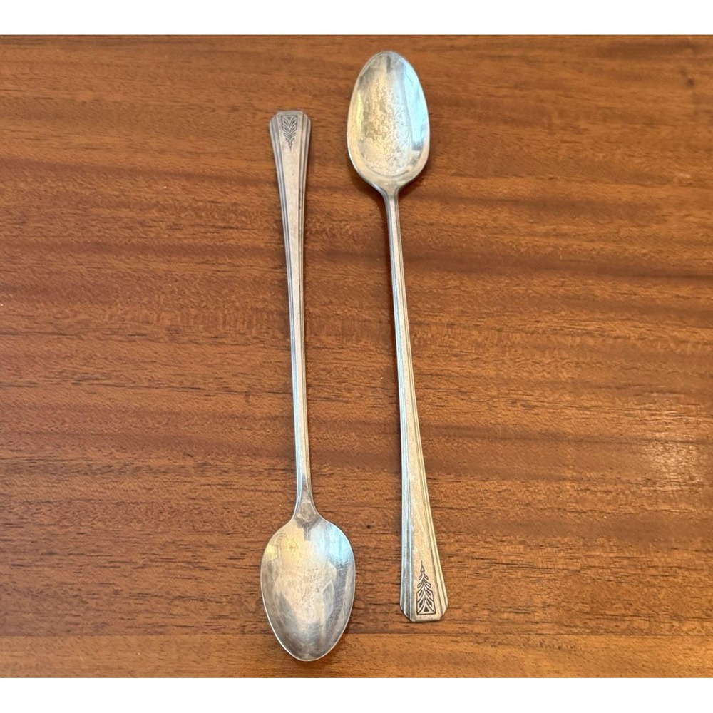 1931 Oneida Community Clarion Iced Tea Spoon 7-3/8" Long Par Plate Lot of 2